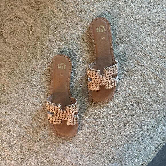 Beaded Leather Slide Sandals – Size 41 – Worn Twice - Picture 2 of 4